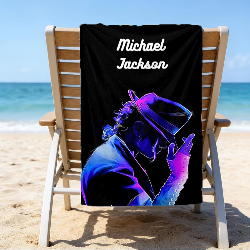Beweis Strandtuch mit einem Michael Jackson Muster - weich, saugfähig, schnell trocknend, maschinenwaschbar - perfekt zum Schwimmen, Camping, Baden
