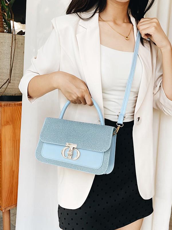 2025 Summer Retro Textured Color Block Square Crossbody Bag for Women