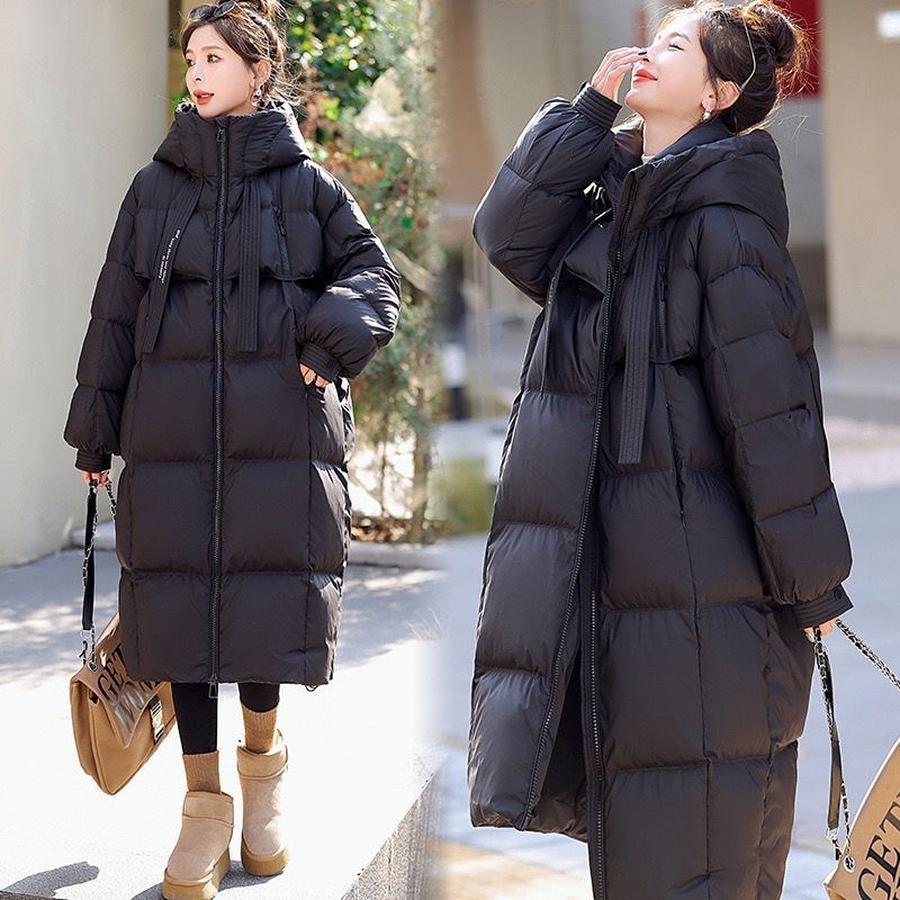 Winter Thick Cotton Korean Style Loose Fit Long Sleeve Hooded Puffer Coat