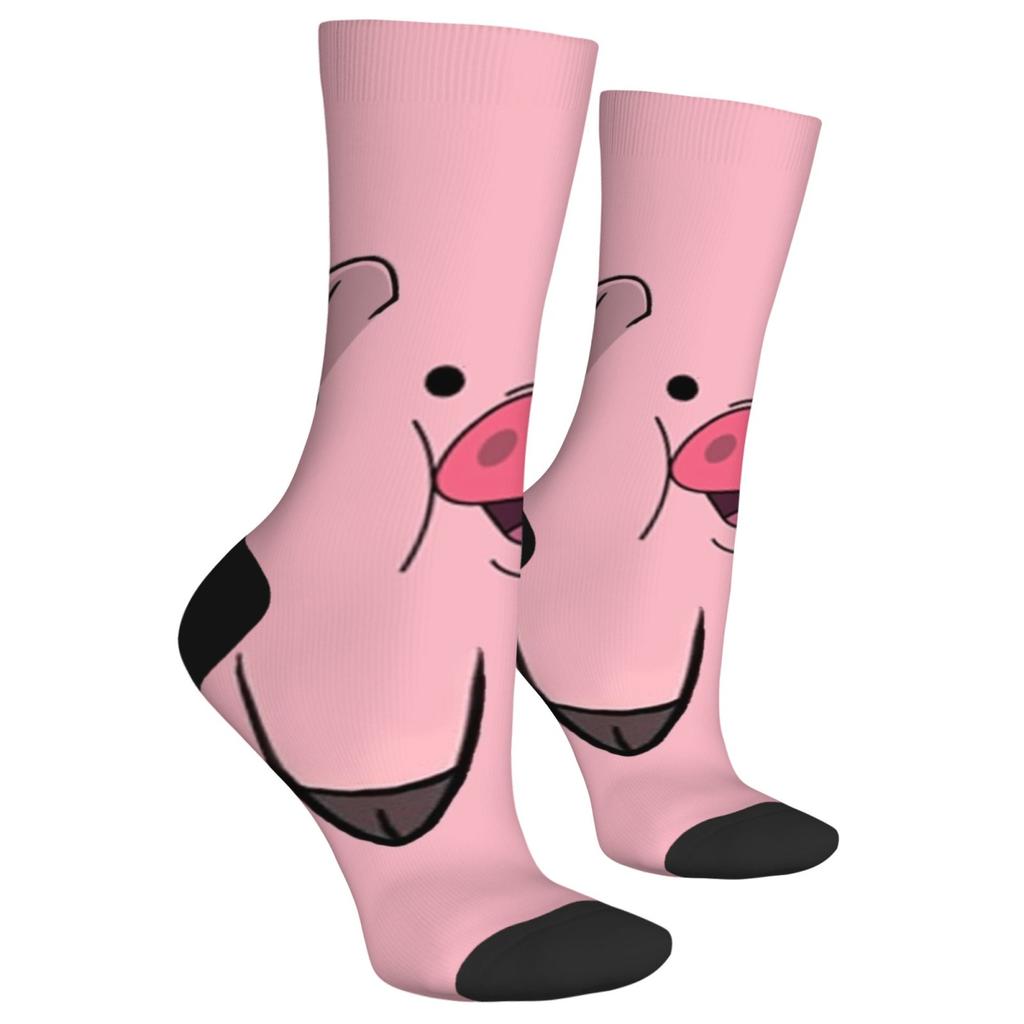 1 Pair  New Unisex Socks Adorable Pig Face Cartoon Prints Fun Design Casual Street Style Fashion Long Stocking