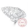 925 Sterling Silver Finger Rings for Women Hollow Rhinestone Engagement British Style Jewelry Vintage Boho Luxury Ladies Female