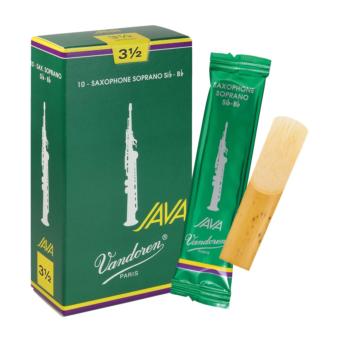 

Vandoren Java Soprano Saxophone Reeds, 3-12 Hardness (Pack of 10)
