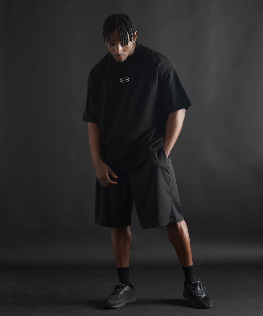 PHERMENON Super Oversized Logo Short Sleeve T-Shirt - Black