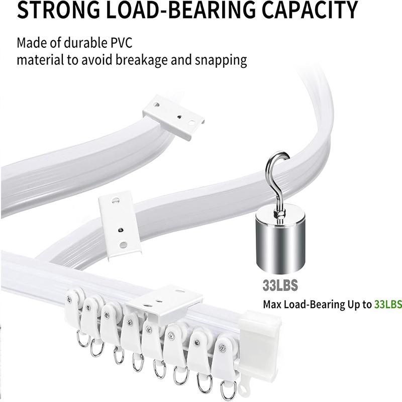 Flexible Bendable Ceiling Curtain Track Kit Durable Plastic With Multiple Hooks for Room Divider Curtains Rod RV Ceiling Track F