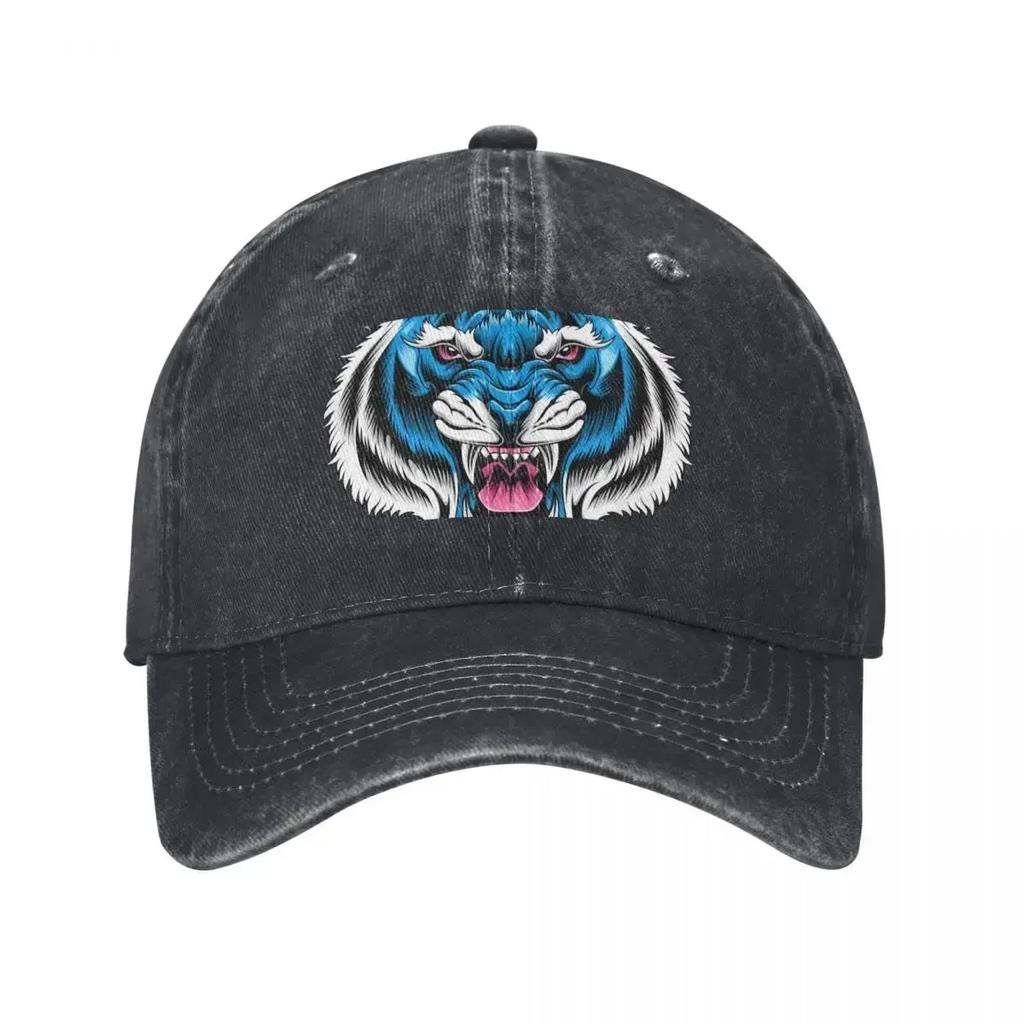 Blue Tiger Head Baseball Cap sun caps Uv Protection Solar Hat black Christmas Hat For Women Men's
