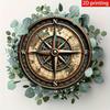 Iron Wall Art Vintage Compass Decor 8x8 Inch Home Bar Decoration