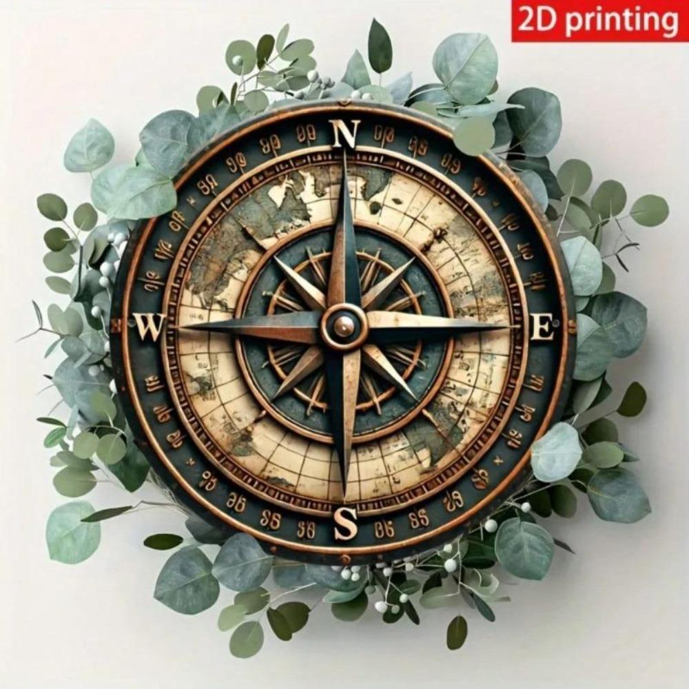 Iron Wall Art Vintage Compass Decor 8x8 Inch Home Bar Decoration