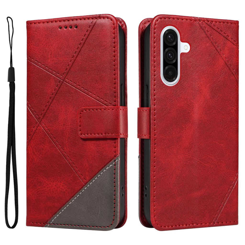 For Samsung Galaxy A56 5G Leather Case Geometric Line Design Wallet Phone Cover with Wrist Strap