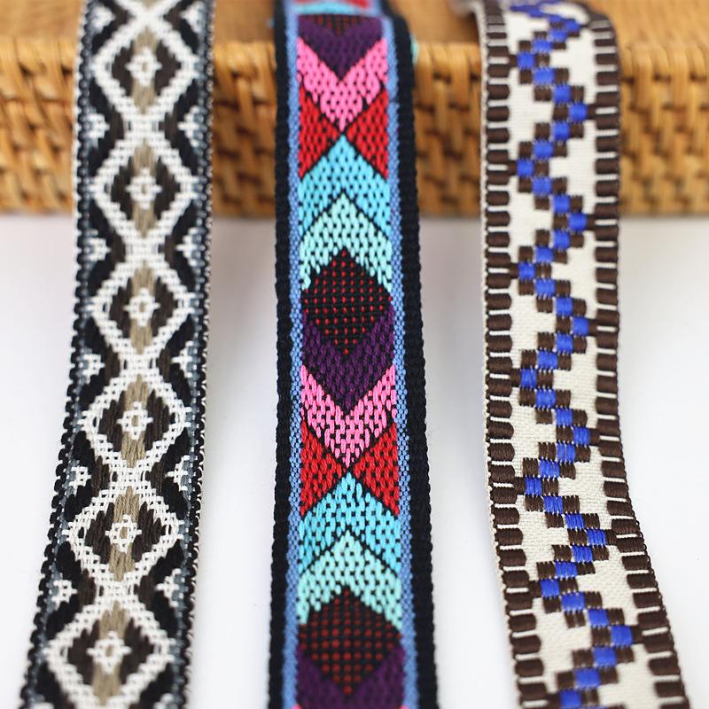 Colorful Ethnic Jacquard Ribbon for Clothing, Shoes, Hats, Packaging, and Decorative Accessories (30-34mm Wide)