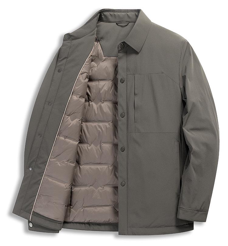 Men's Premium Lightweight Winter Goose Down Jacket with Turn-Down Collar - Mid-Age Business Casual Outerwear