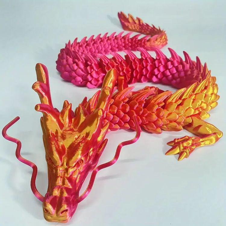 New 90Cm 3D Printed Dragon Full Body Joints That Can Move Home Furnishing And Decoration Figurines Desktop Ornament Children Toy