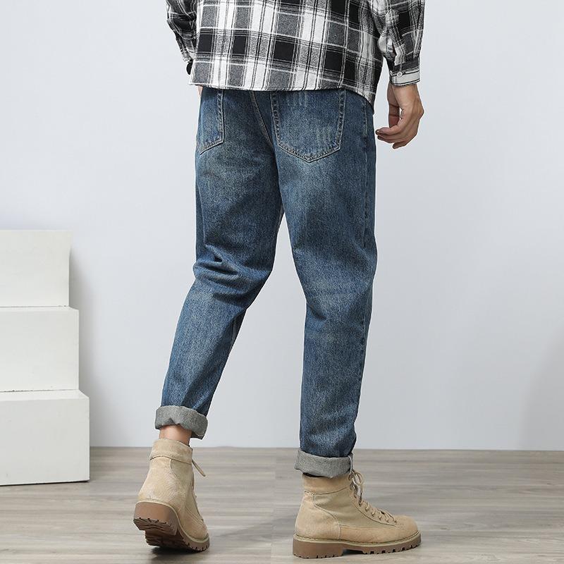 Blugi pentru bărbați în stil clasic Pantaloni largi din denim micro-stretch de afaceri Pantaloni casual pentru bărbați Îmbrăcăminte de stradă