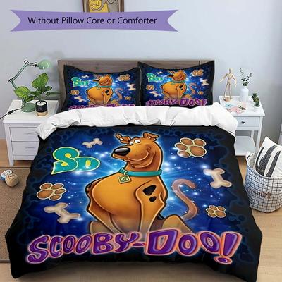 3-teiliges Animiertes Scooby Doo Charakter Bettwäsche-Set - Enthält 1 Bettbezug und 2 Kissenbezüge, Bequeme Bettwäsche mit Stilvollem Design für Bettro