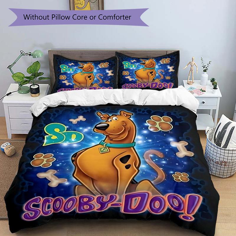 

3pcs Animated Scooby Doo Character Bedding Set Includes Comfortable Bedding with Stylish Design for Bedroom, H005 135x200cm
