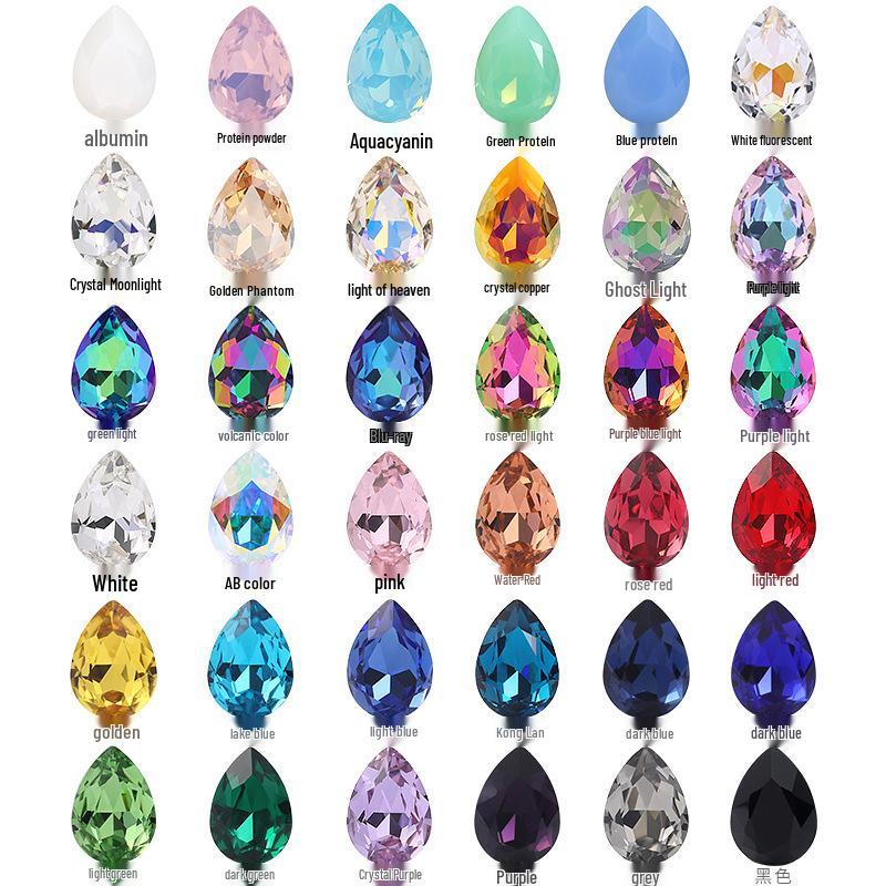 High-Grade K9 Teardrop Rhinestone DIY Jewelry Accessory - Silver-Plated Base with Irregular Crystal Glass Drill, Pointed Bottom