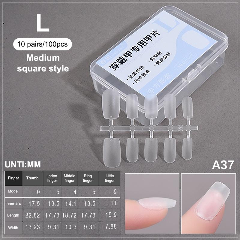 100PCS/Box Fake Nail Tips Medium Design Matte Finish False Nails Manicure Tool Extension Press On Nails