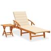Day and Night - Day and Night Garden Lounger with Table and Cushion In Solid Acacia Wood