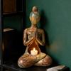 Meditation Statue Meditation Zen Candle Holder Resin Yoga Sculpture Tabletop Ornament For Spiritual Seeker Mindfulness