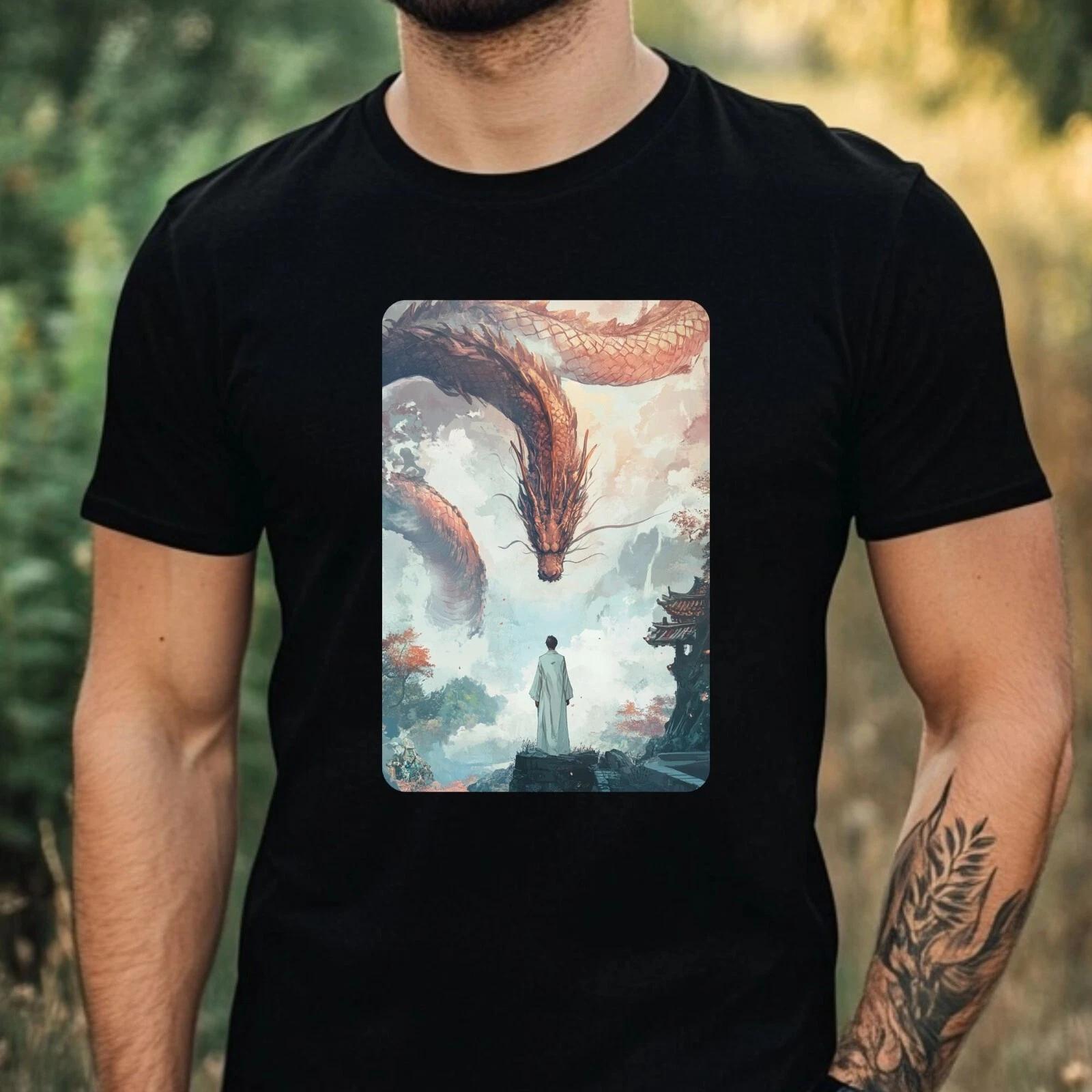 T-Shirt Herren Manga Drache Motiv Baumwolle Größe XS bis 5XL M