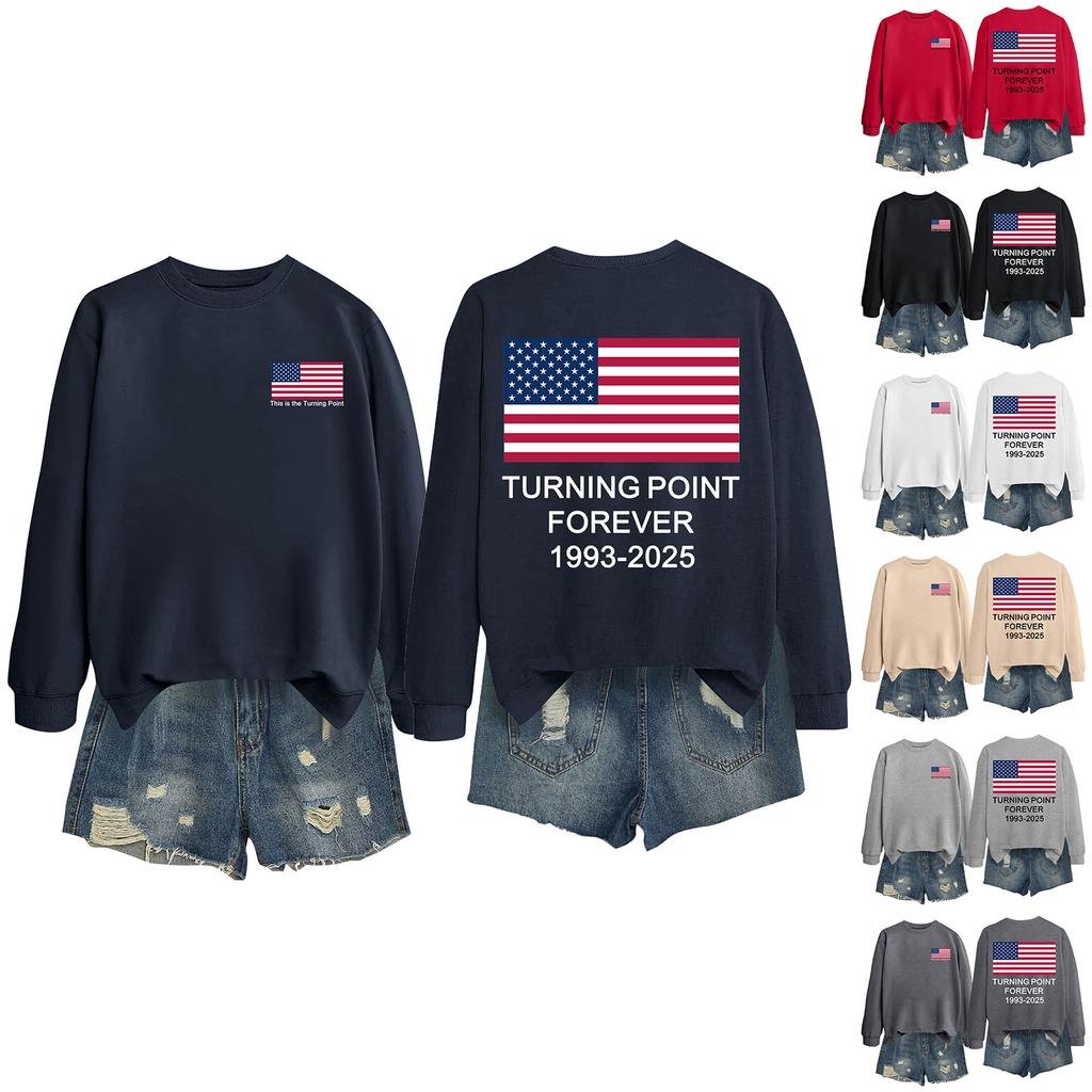 Women's Fashion Casual Long Sleeve Printed Round Neck Sweatshirt Top