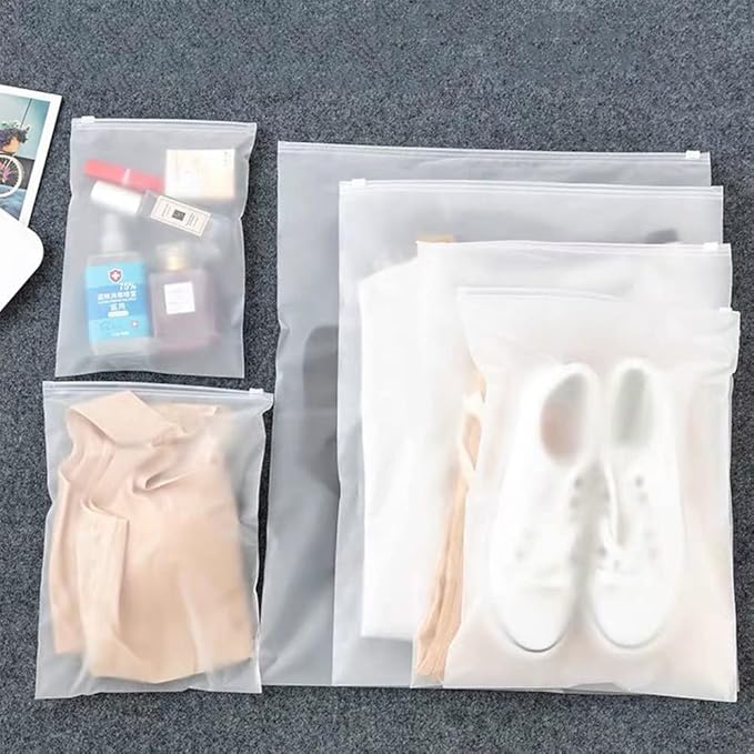 10 SZT Matowe Plastikowe Torebki Zapinane na Zamek Błyskawiczny Przenośna Torba Organizer Wodoodporne Opakowanie na Odzież Koszulkę Torba z Otworami Wentylacyjnymi