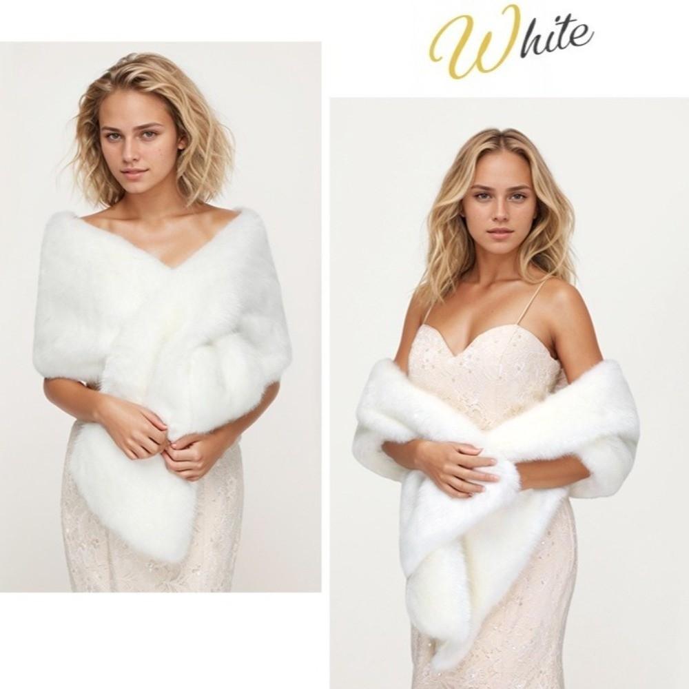 Solid Color Plush Shawl Korean Style Bride Shoulder Fake Collar Faux Fur Scarves Ladies/Girls