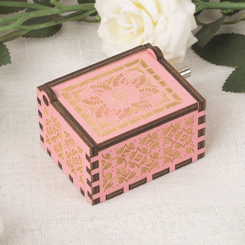 Wooden Hand Crank Music Box 8 Note Mechanism Harry Potter Theme Melody Vintage Craft Decoration Gift for Kids Adults Birthday