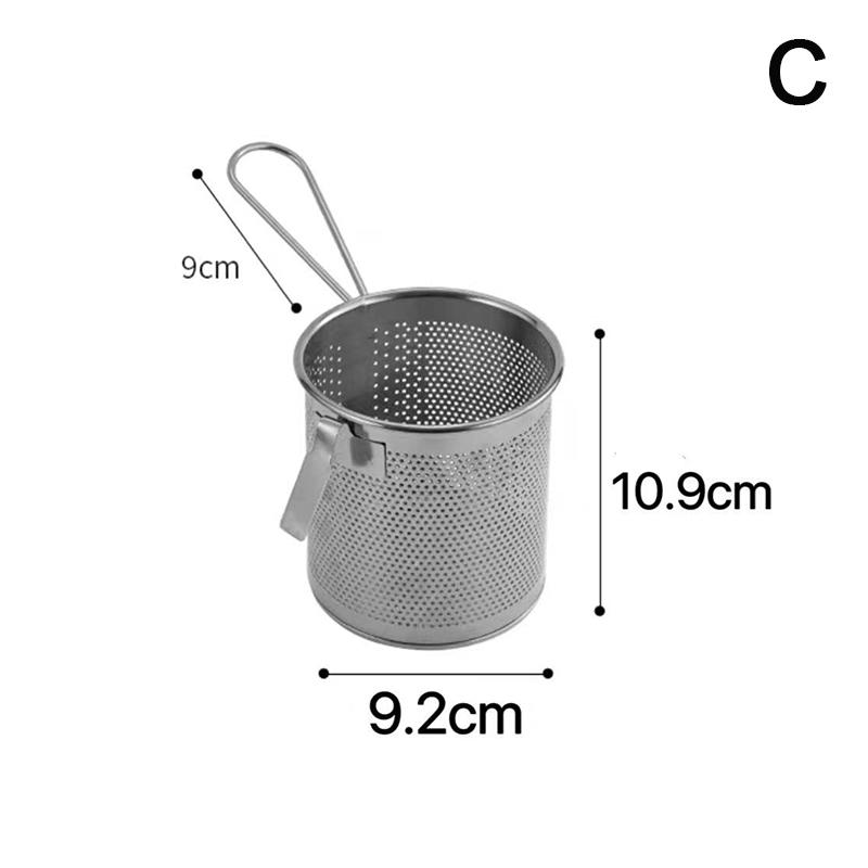 1PCS Multi-functional Stainless Steel Deep Frying Basket Kitchen Hangable Colander Oil Filter Mesh Sieve Hotpot Strainer Mesh