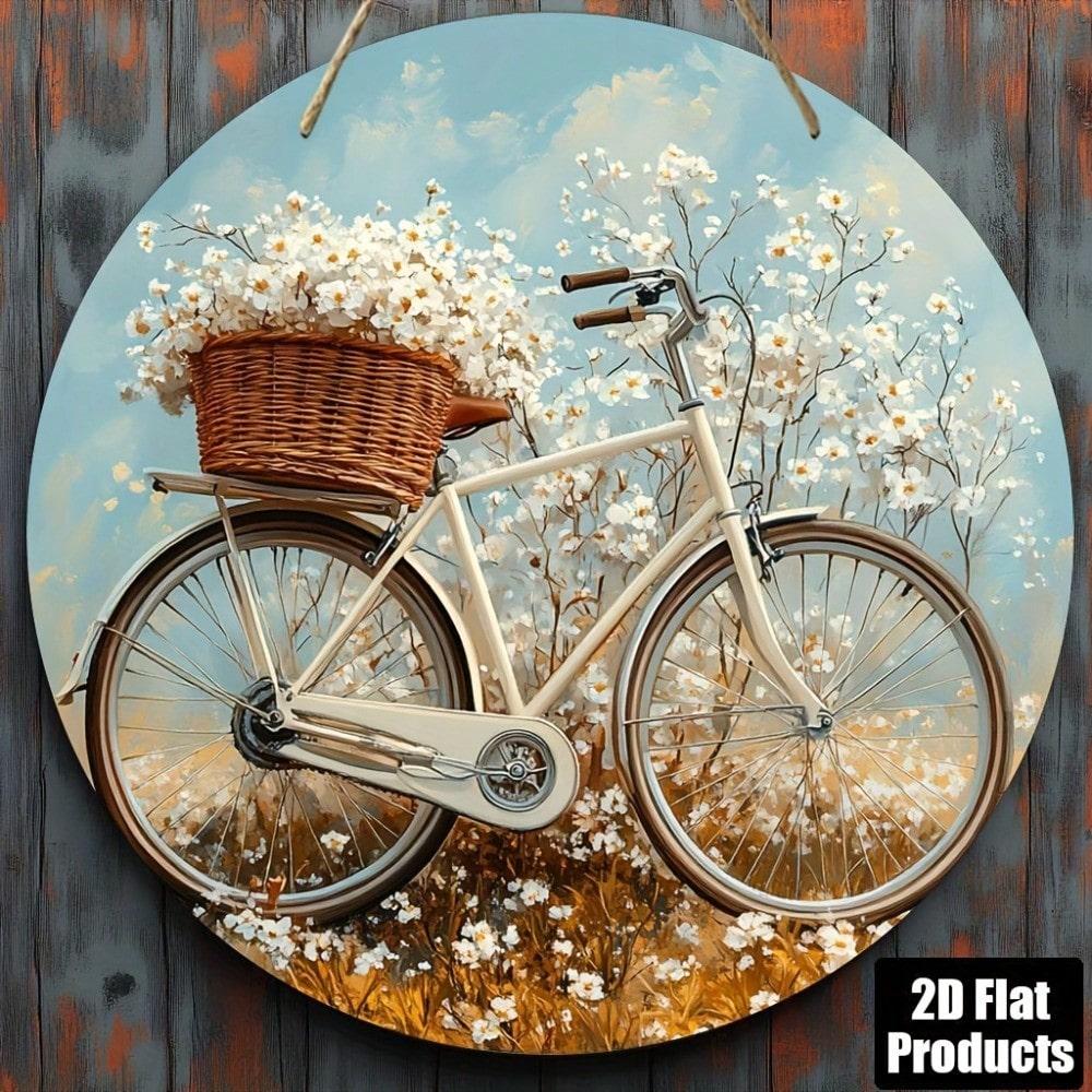 

Vintage Metal Wall Art Bicycle Flower Home Decor Kitchen Cafe Sign 20x20 разноцветный
