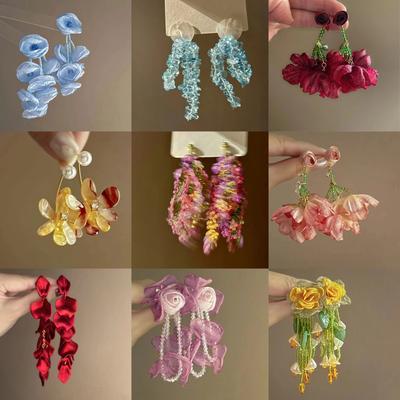 Super Fairy Flower Fringed Earrings, High-end Sense Niche Temperament Vacation Style Earrings, Summer Flower Sea Versatile Earrings