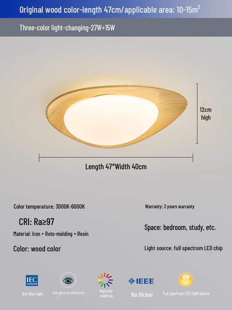 "Nordic Wood Grain Ceiling Lamp for Bedroom & Kids' Room"