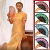 Embroidered Folding Fan Hot Stamping Handheld Fan Gifts  Hand Held Party Decoration