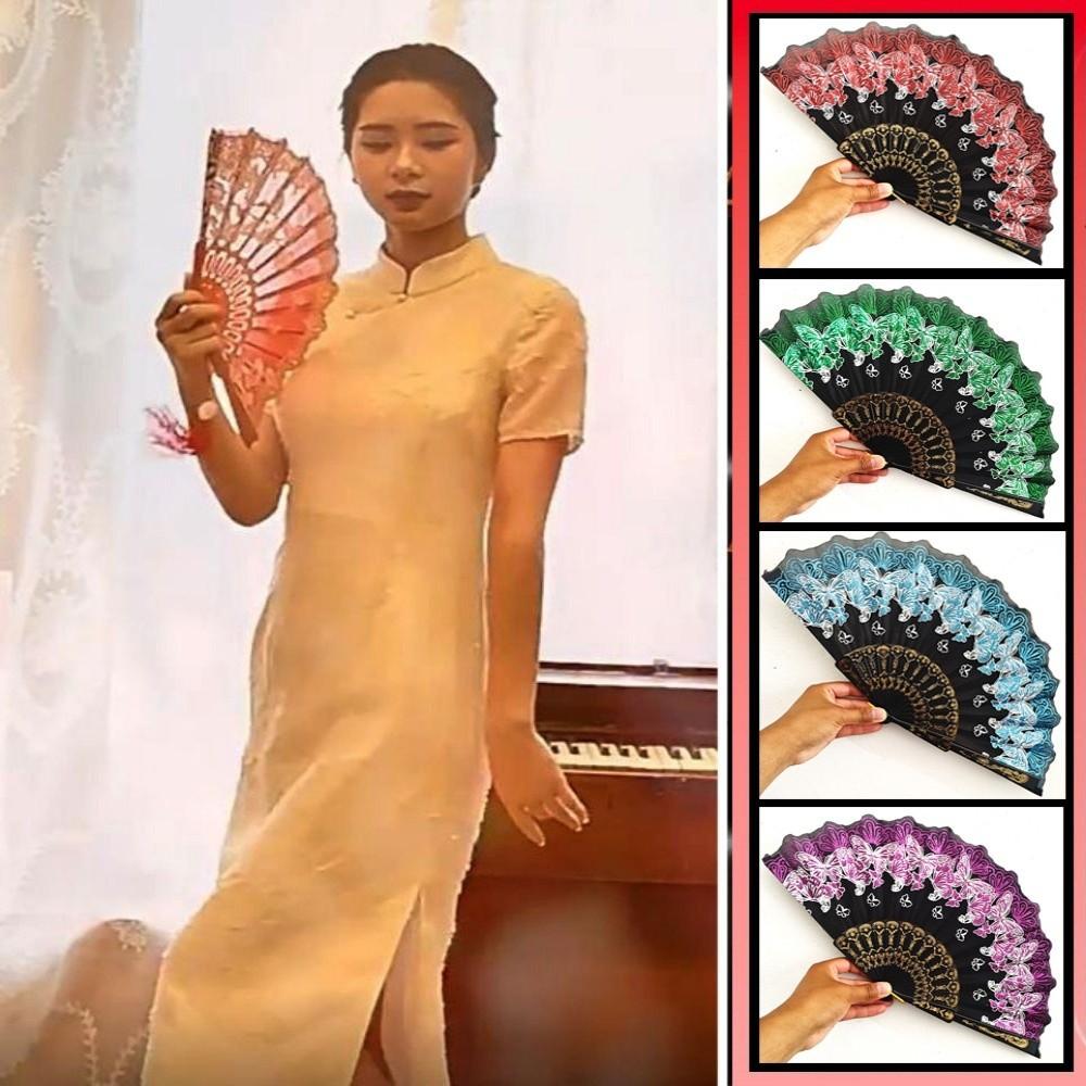 Embroidered Folding Fan Hot Stamping Handheld Fan Gifts Hand Held Party Decoration