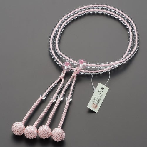 Buddhist Altar Shop Takita Shoten Buddhist Prayer Beads, Shingon Buddhism Formal Prayer Beads [Women's] Genuine Crystal with Cherry Blossom Carving, 8