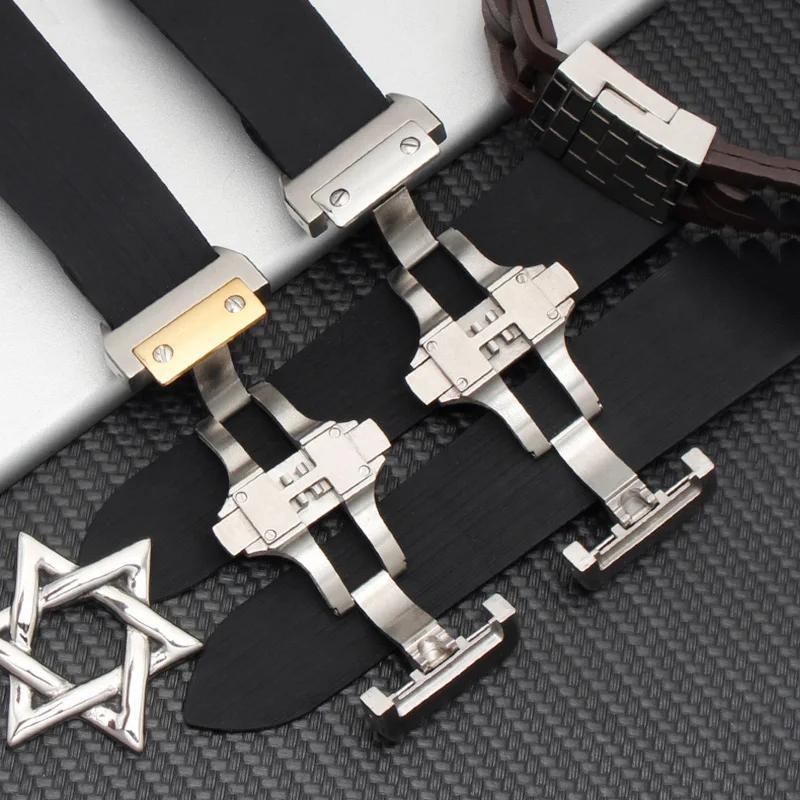 Silicone Rubber Watch Band For Cartier Santos 100 W2020007 W2020008 Watch Straps Waterproof Watch Bracelet 25mm