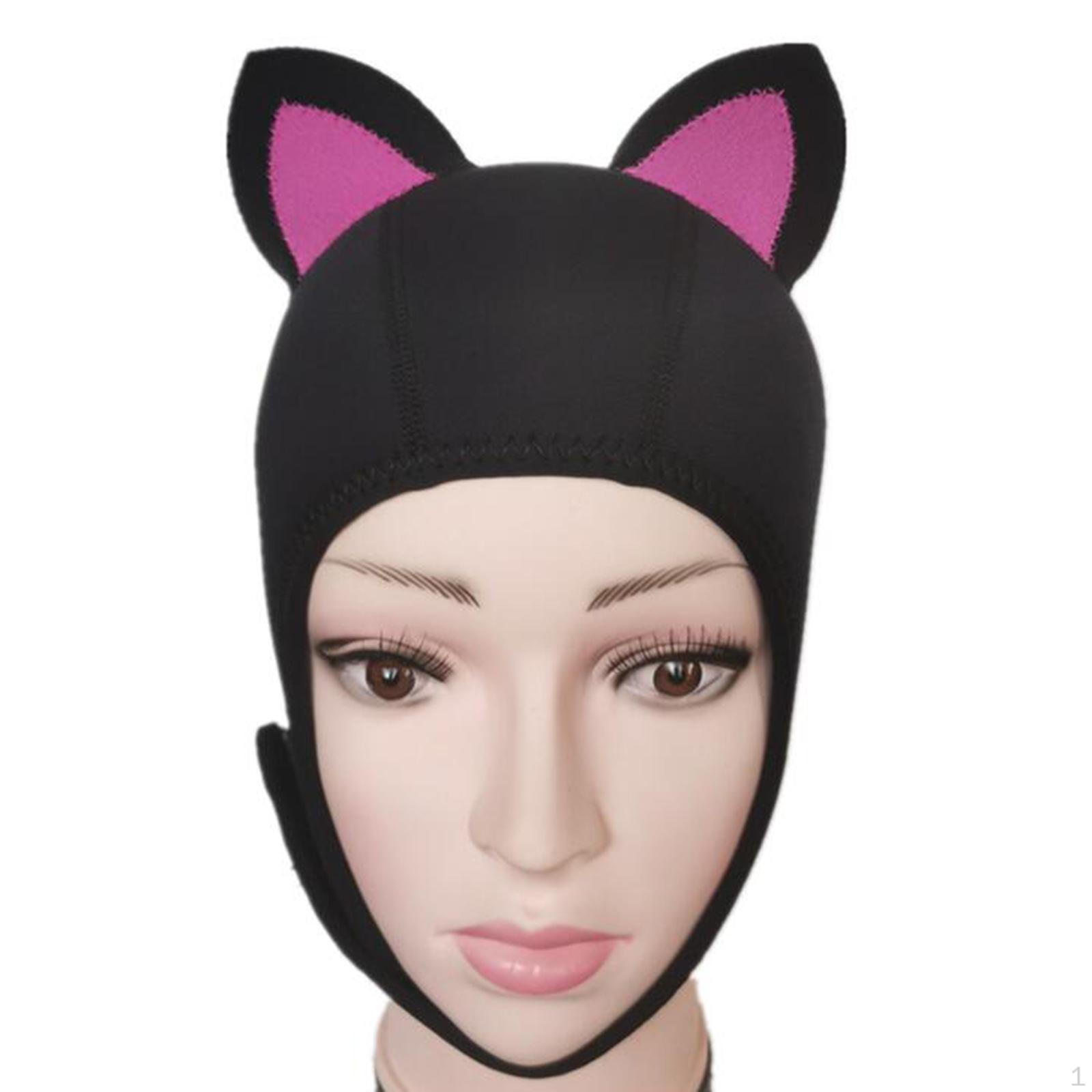 

Капюшон для дайвинга с кошачьими ушками. Шапочка для серфинга. Гидрокостюм из неопрена толщиной 3 мм с ремнем на подбородке.