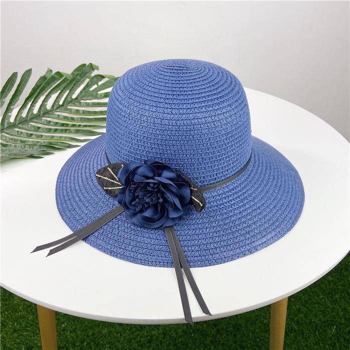 New spring and summer women's sunshade straw hat sunscreen sun hat bucket hat flower beach hat big edge basin hat