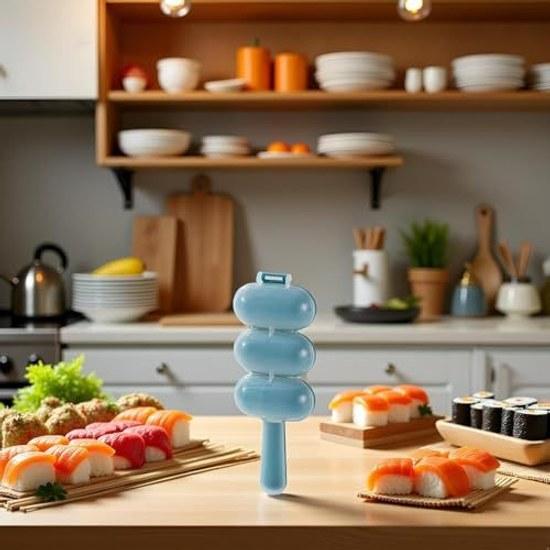 Blue Onigiri Maker Shake Lunch Mold Shaker Kitchen Tool Home DIY Production Kit Sushi Plate 2 Pieces