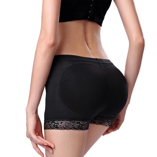 Padded Boxers Panties Mid Waist Lift Hip Solid Color Lace Panties Woman Supplies
