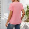 Women's Fashion Loose Color Button Square Neck Pleated T-shirt Short Sleeve Top