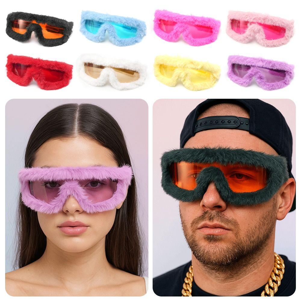 Soft Winter Sunglasses Furry Party Sunglasses Plush Sunglasses Winter Christmas Halloween Party