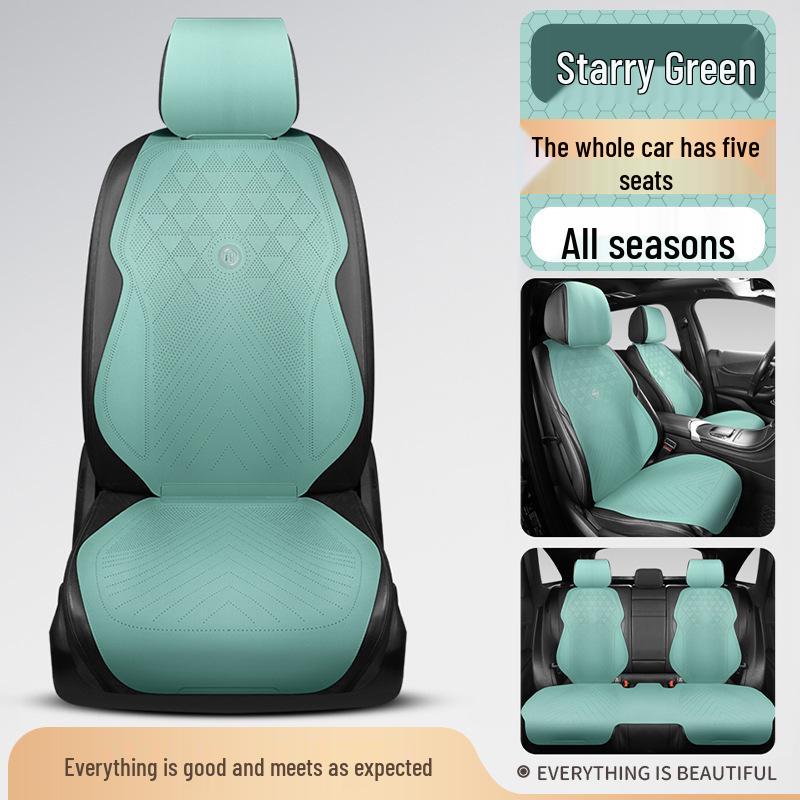 Universal Suede Car Seat Cushion Set - All-Season, Three-Piece, Summer-Ready, Thin Cushion with Lumbar Support.