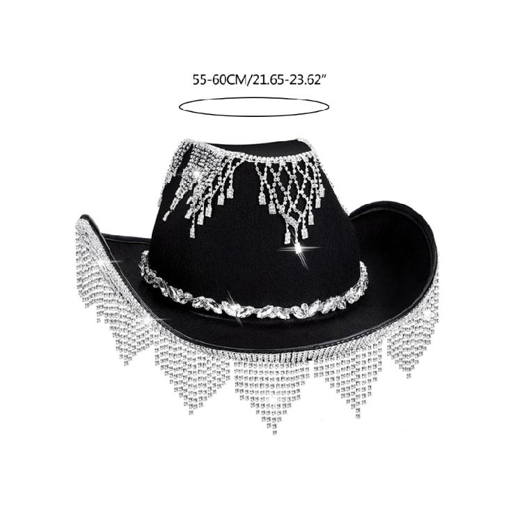 Vacation Cowboy Hats Shimmering Tassels Hand Beading Diamond for Club Carnivals