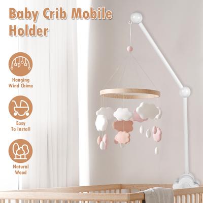 Baby Crib Mobile Holder Adjustable Angle Height Wooden Non-Skid Cot Mobile Arm Baby Bed Bell Bracket Mosquito Net Hanging Rod