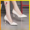 High Heels For Women With Sharp Toe Slipon Elegant Pu Dress Footwear For Office And Spring