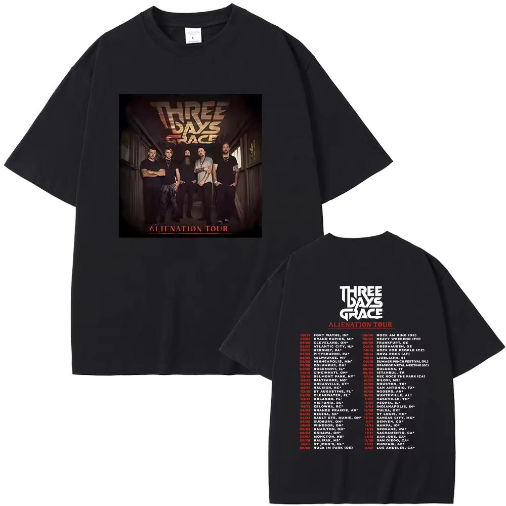 

Rock Band Heavy Mental Three Days Grace Alienation Tour 2026 T-shirts Men Women Vintage Oversized T Shirt Male Gothic Streetwear S разноцветный