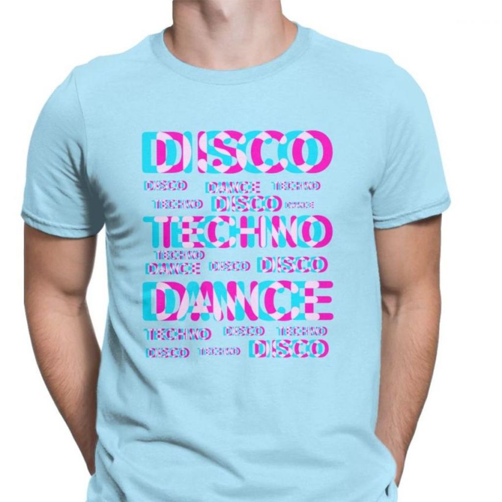 Disco Dance Techno T Shirts Men Cotton Novelty T-Shirt Music Audio Trance Hardcore Tee Fitness Clothes Christmas Day