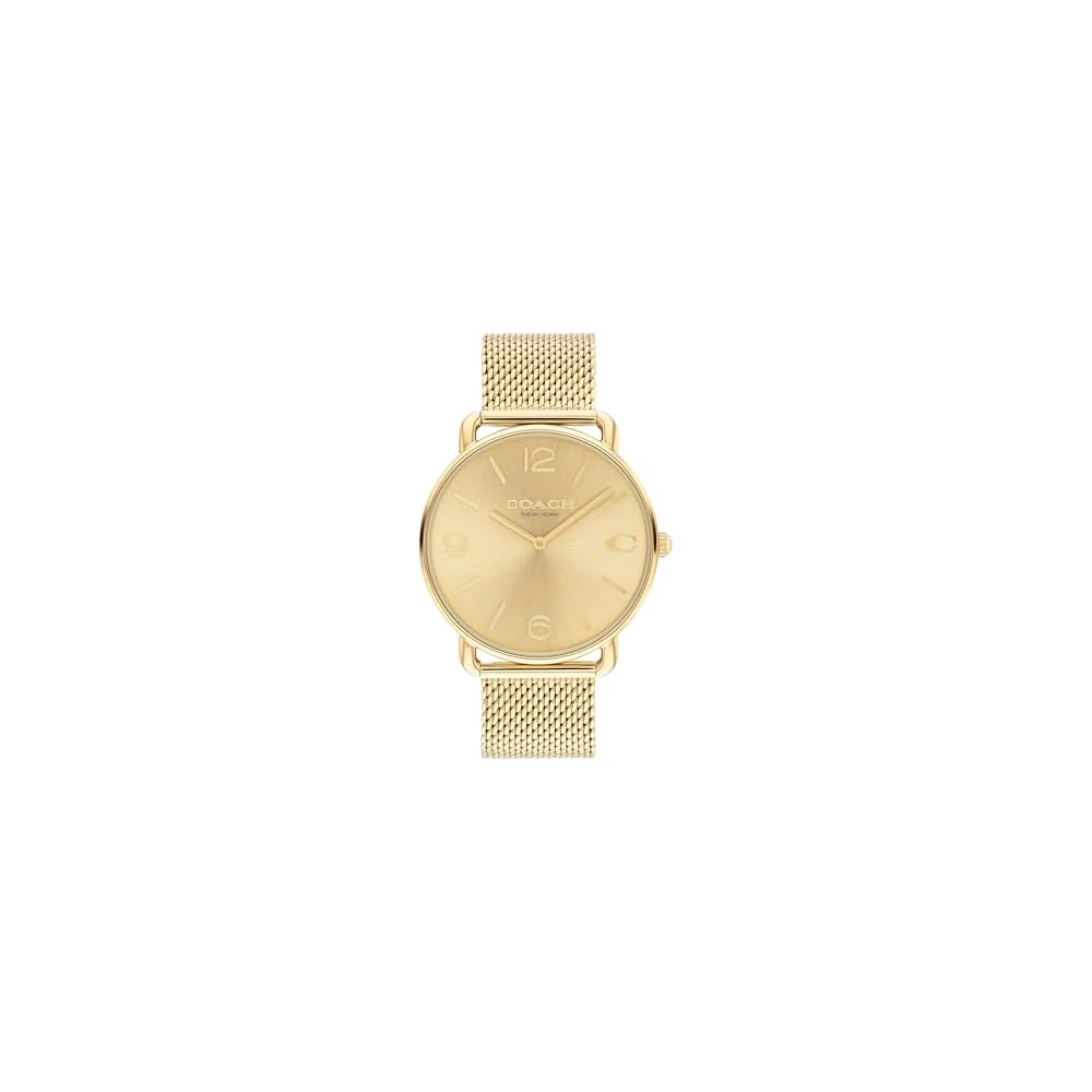 Coach Elliot Men s Quartz Watch 14602653 Gold Dial Stainless Steel Water Resistant Mineral Glass
