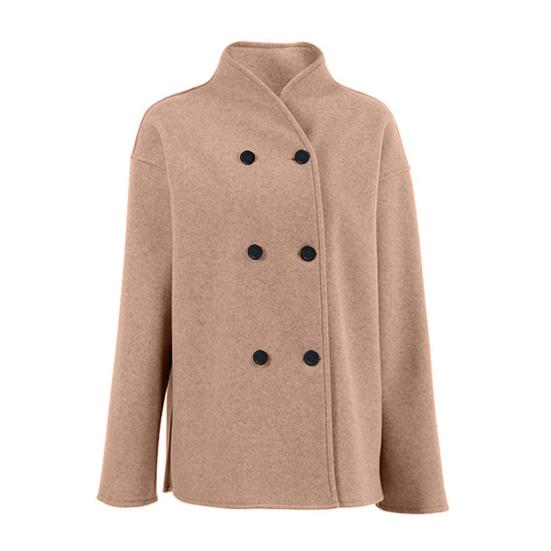 Women's Winter Cropped Wool Coat Double Breasted Dressy Jacket Fall Casual Long Sleeve Short Peacoat