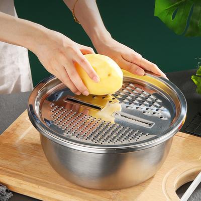 3 Peças Panela de Aço Inoxidável Cortador de Legumes Fatiador Cesta Drenante Peneira Coadores Ferramenta de Cozinha Ralador Coador Filtro para Lavar Arroz